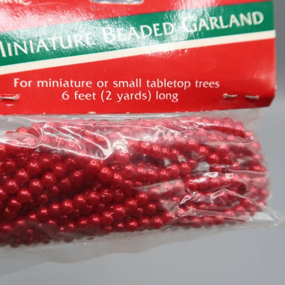 Lot Of 2 Hallmark Miniature Red Beaded 6' Garland Mini Vintage